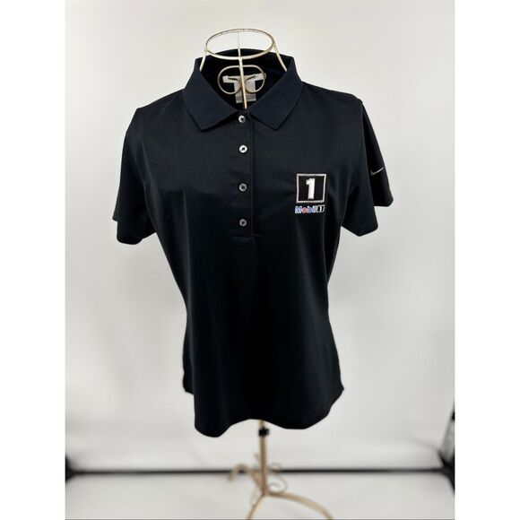 Mobil 1 Logo Nike Golf Women's Short Sleeve Polo Shirt Black Size Medium - Picture 1 of 11